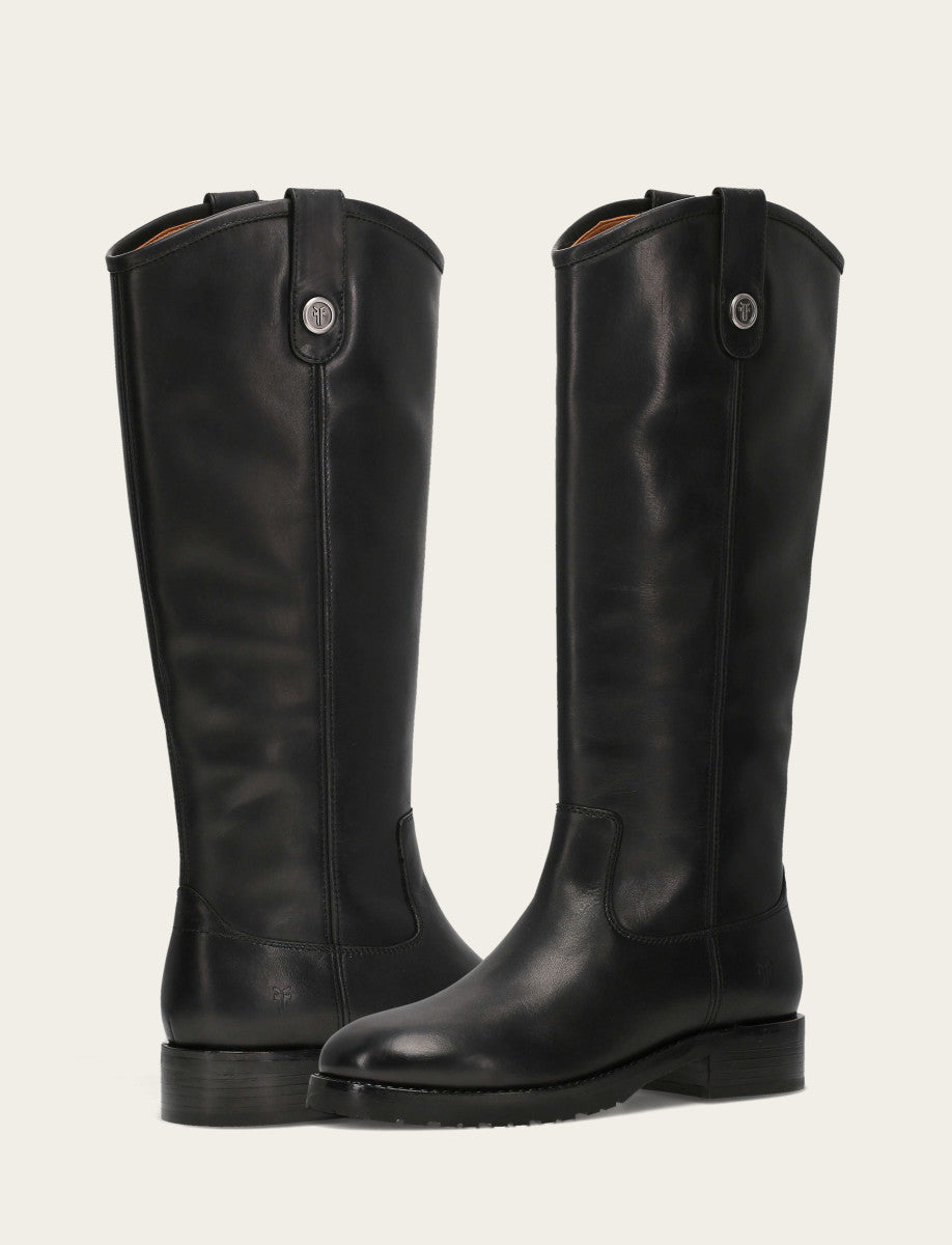 Women's Black Melissa Lug Button Tall Boot Black - Frye