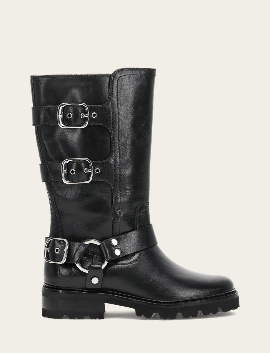 Women's Black Olivia Moto Mid Boot Black - Frye