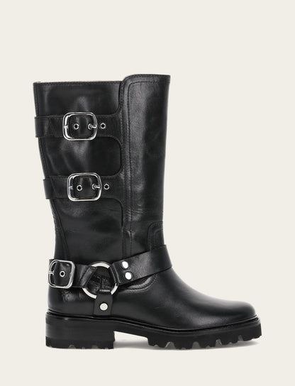 Women's Black Olivia Moto Mid Boot Black - Frye