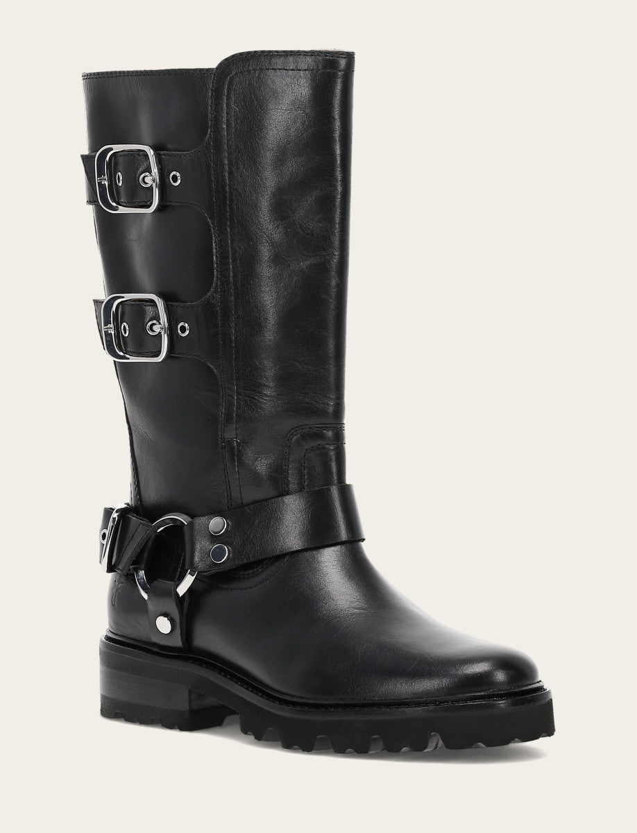 Women's Black Olivia Moto Mid Boot Black - Frye