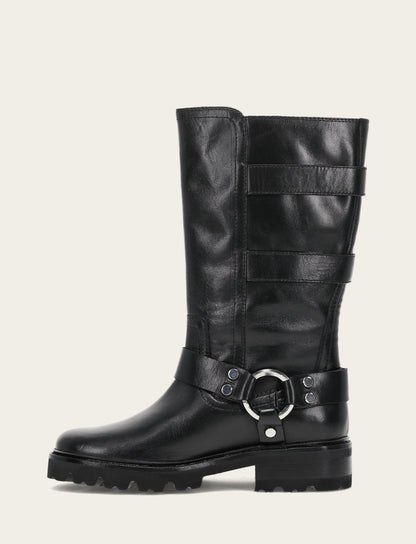 Women's Black Olivia Moto Mid Boot Black - Frye
