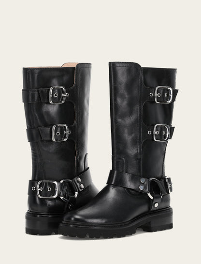 Women's Black Olivia Moto Mid Boot Black - Frye