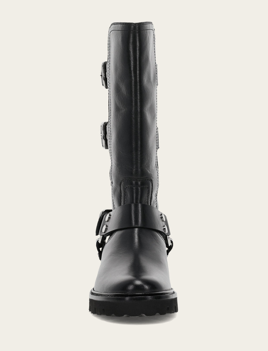 Women's Black Olivia Moto Mid Boot Black - Frye