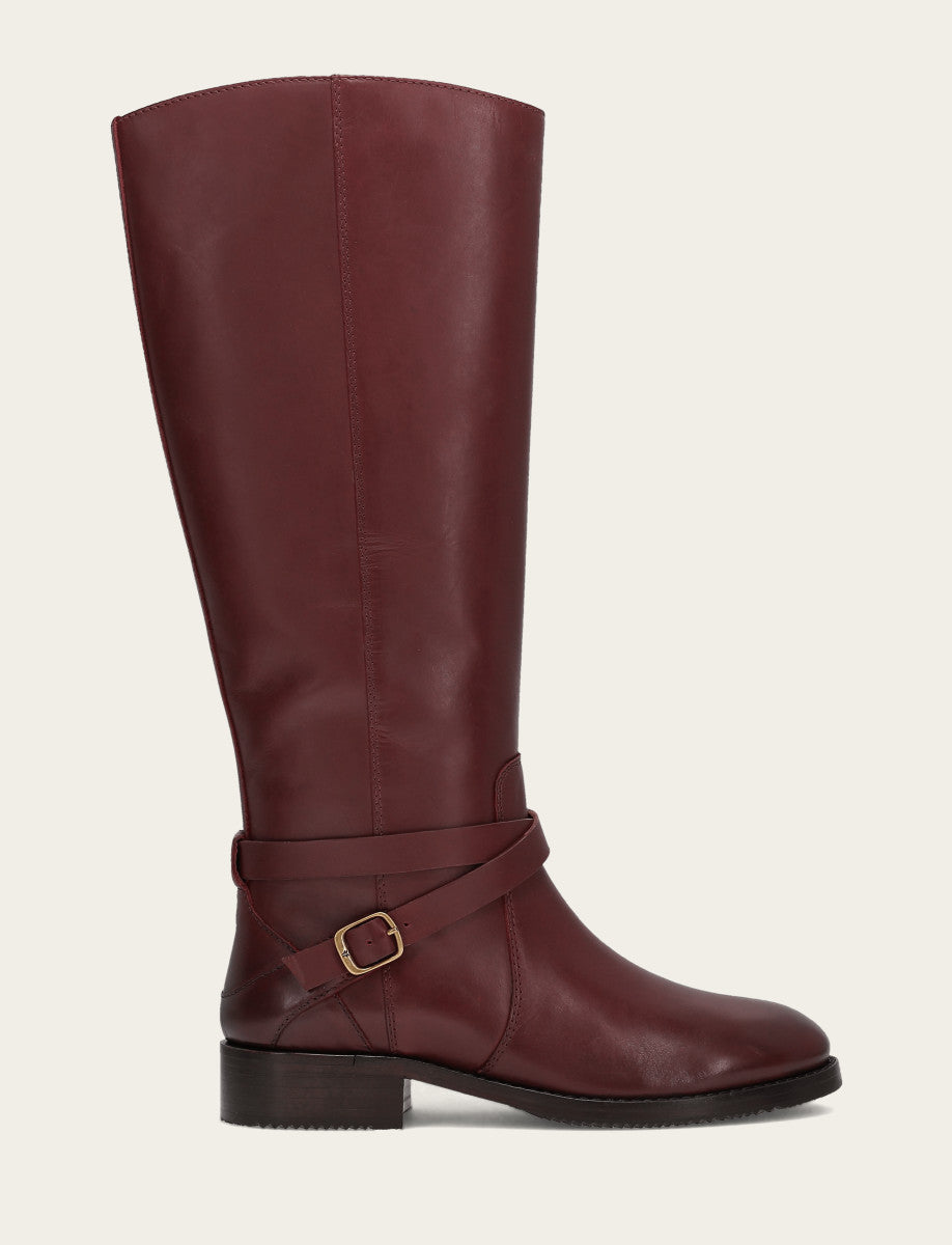 Women's Merlot Melissa Belted Riding Wide Calf Boot Merlot - Frye