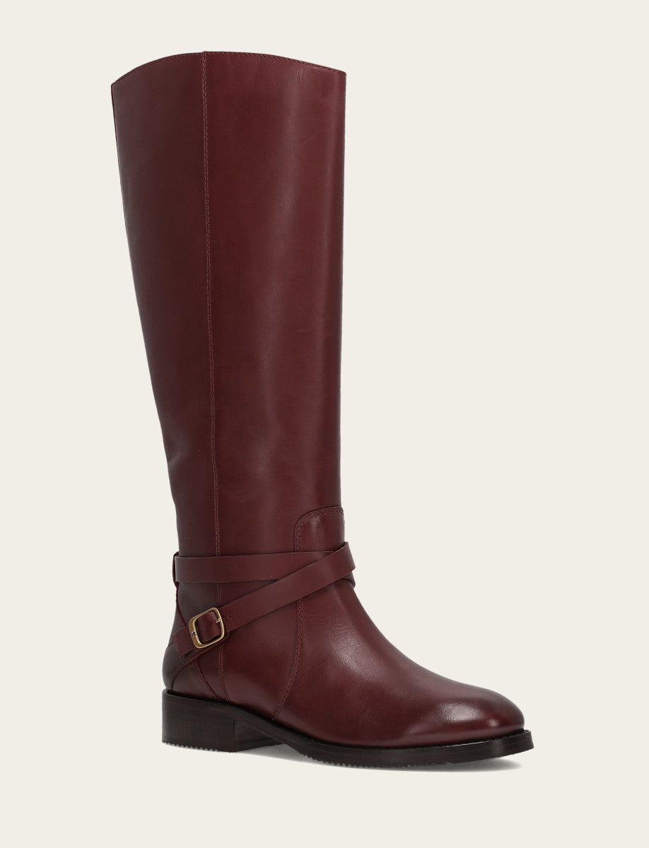 Women's Merlot Melissa Belted Riding Wide Calf Boot Merlot - Frye