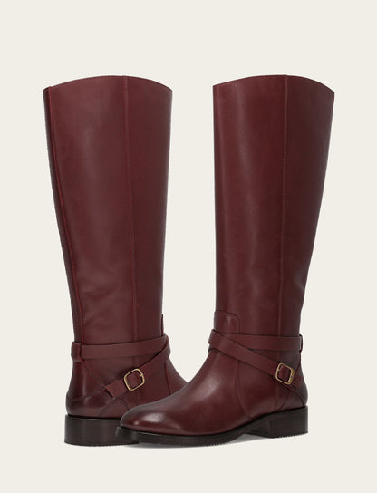 Women's Merlot Melissa Belted Riding Wide Calf Boot Merlot - Frye