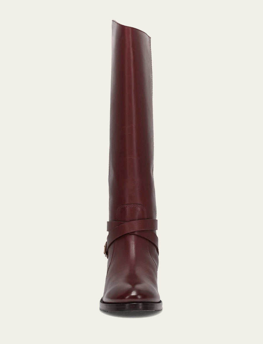 Women's Merlot Melissa Belted Riding Wide Calf Boot Merlot - Frye