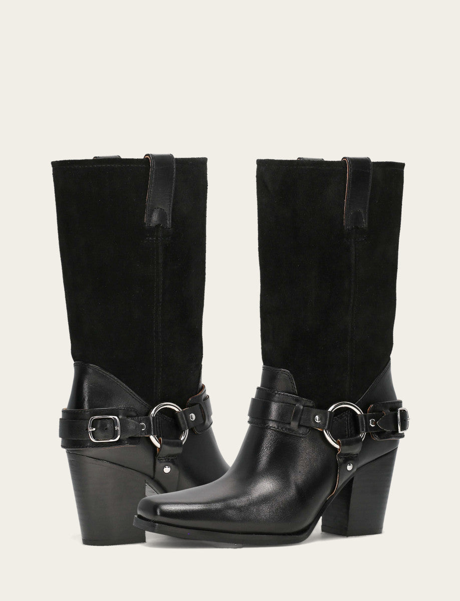 Women's Black Shiloh Harness Belted Boot Black - Frye