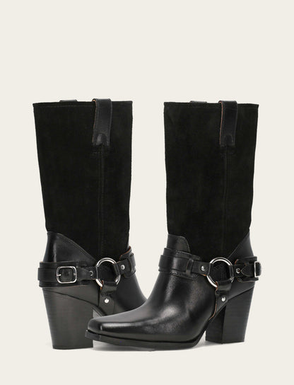 Women's Black Shiloh Harness Belted Boot Black - Frye