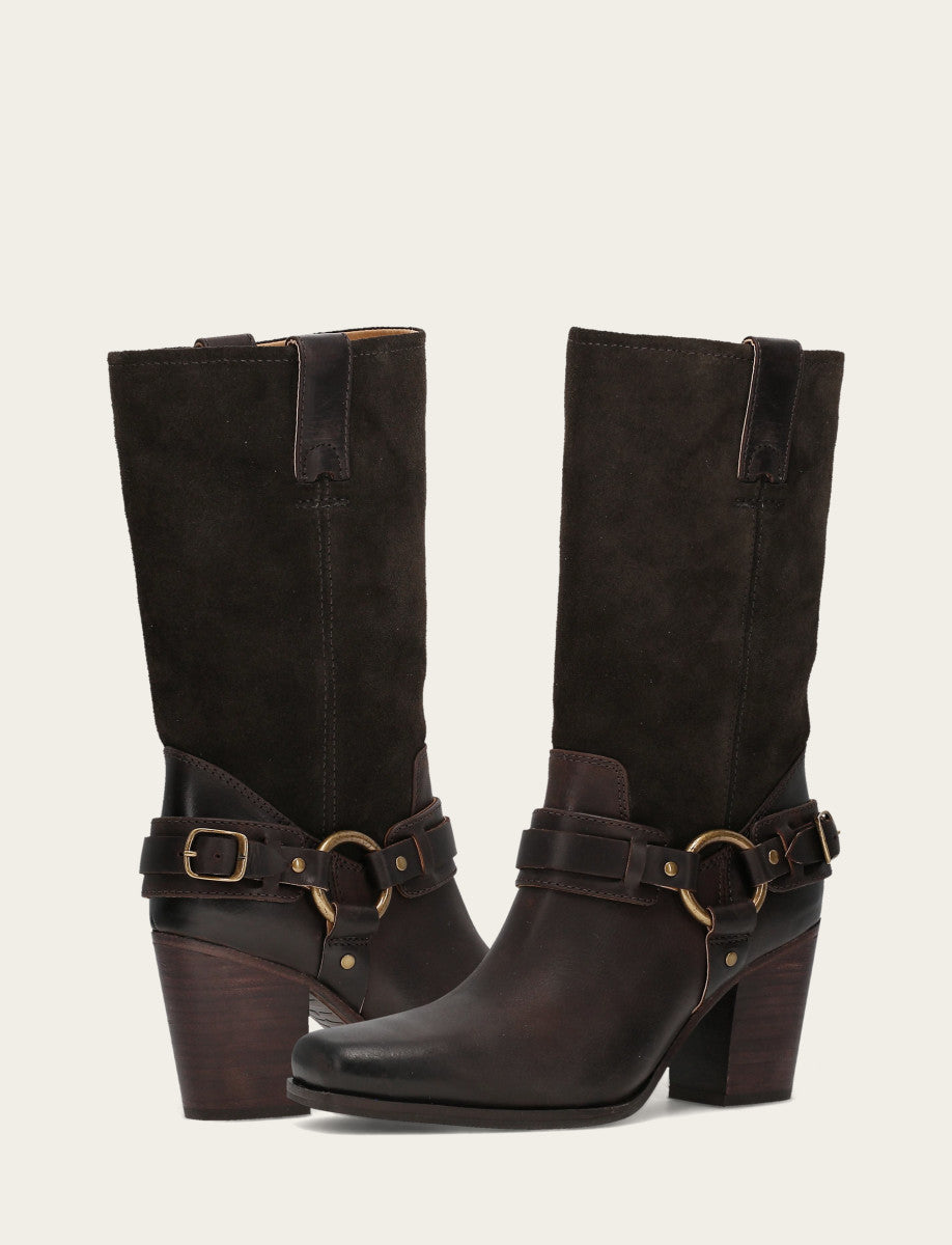 Women's Dark Brown Shiloh Harness Belted Boot Dark Brown - Frye