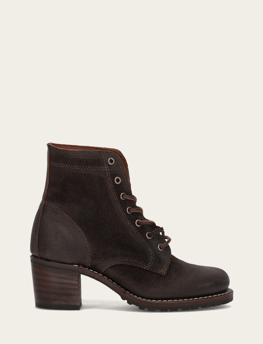 Women's Dark Brown Sabrina 6G Lace Up Boots Dark Brown - Frye