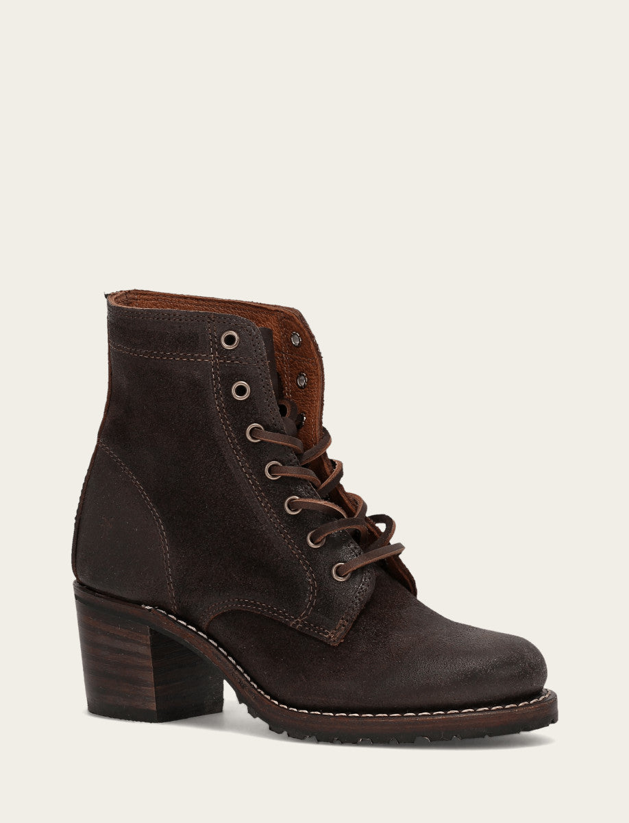Women's Dark Brown Sabrina 6G Lace Up Boots Dark Brown - Frye