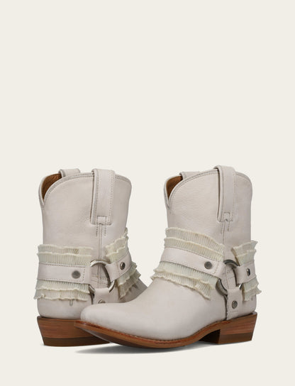 Women's Ivory Billy Harness Ruffle Boots Ivory - Frye