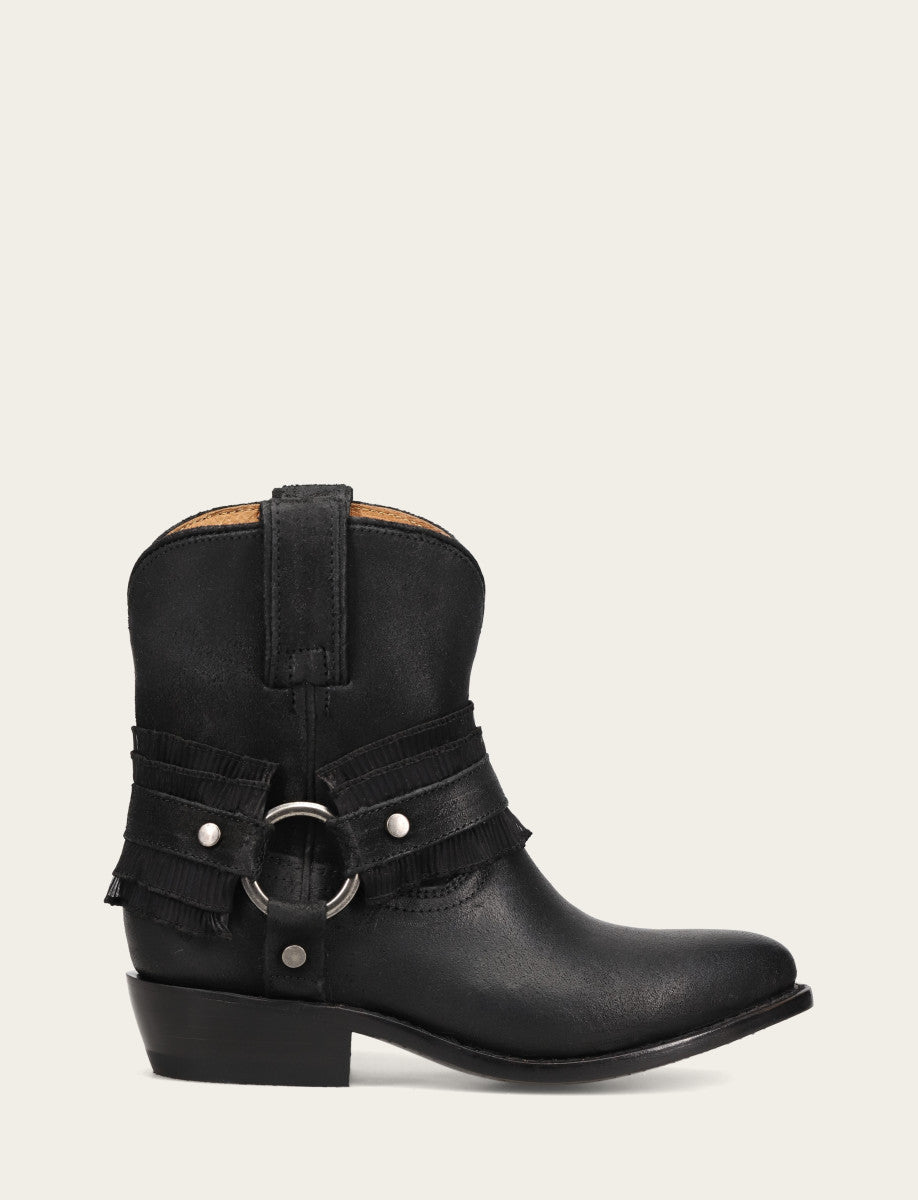 Women's Black Billy Harness Ruffle Boots Black - Frye