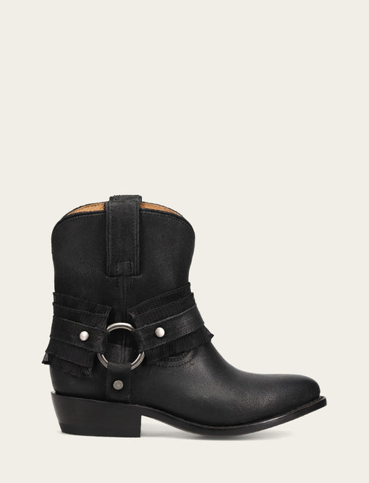 Women's Black Billy Harness Ruffle Boots Black - Frye