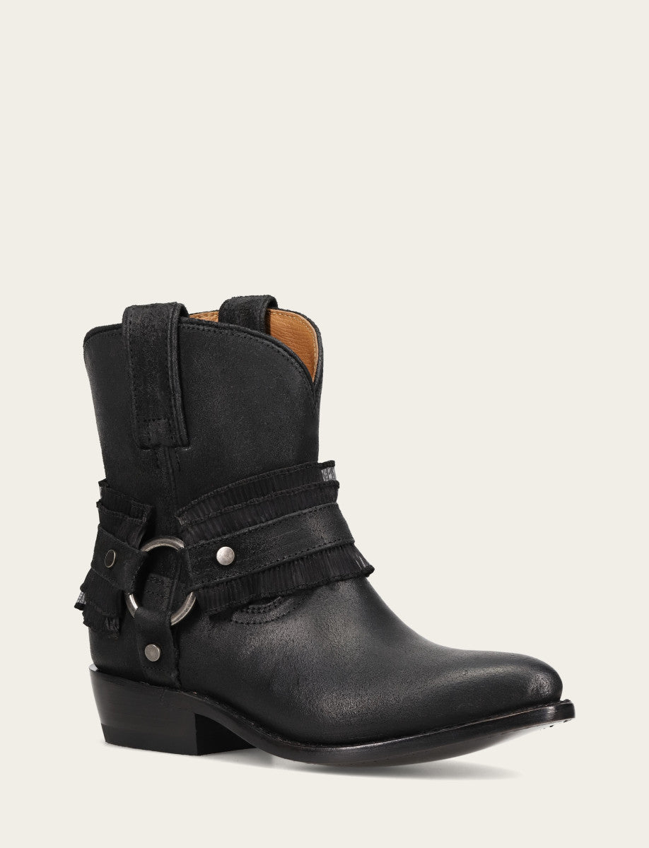 Women's Black Billy Harness Ruffle Boots Black - Frye