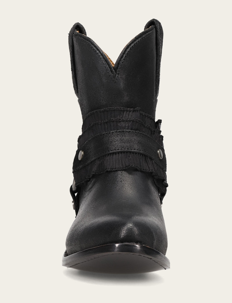 Women's Black Billy Harness Ruffle Boots Black - Frye