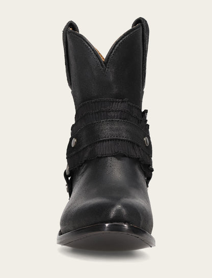 Women's Black Billy Harness Ruffle Boots Black - Frye