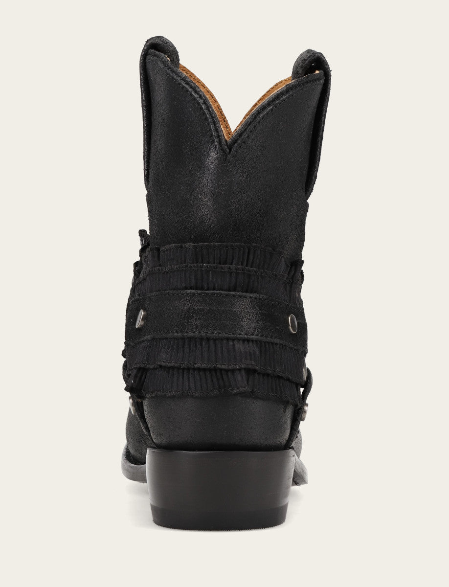 Women's Black Billy Harness Ruffle Boots Black - Frye