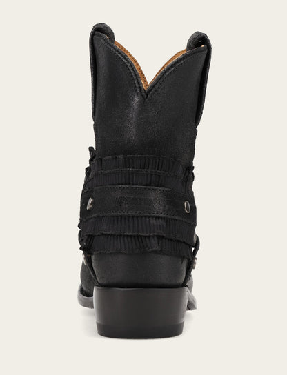 Women's Black Billy Harness Ruffle Boots Black - Frye