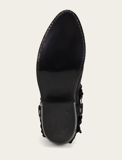 Women's Black Billy Harness Ruffle Boots Black - Frye