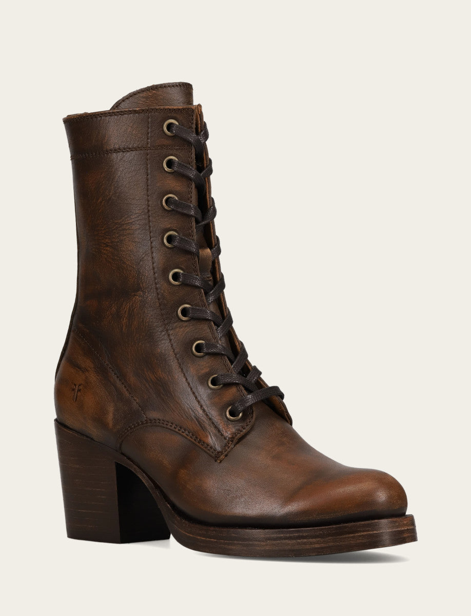Women's Distressed Dk Brown Jean Lace Up Boot Distressed Dark Brown - Frye