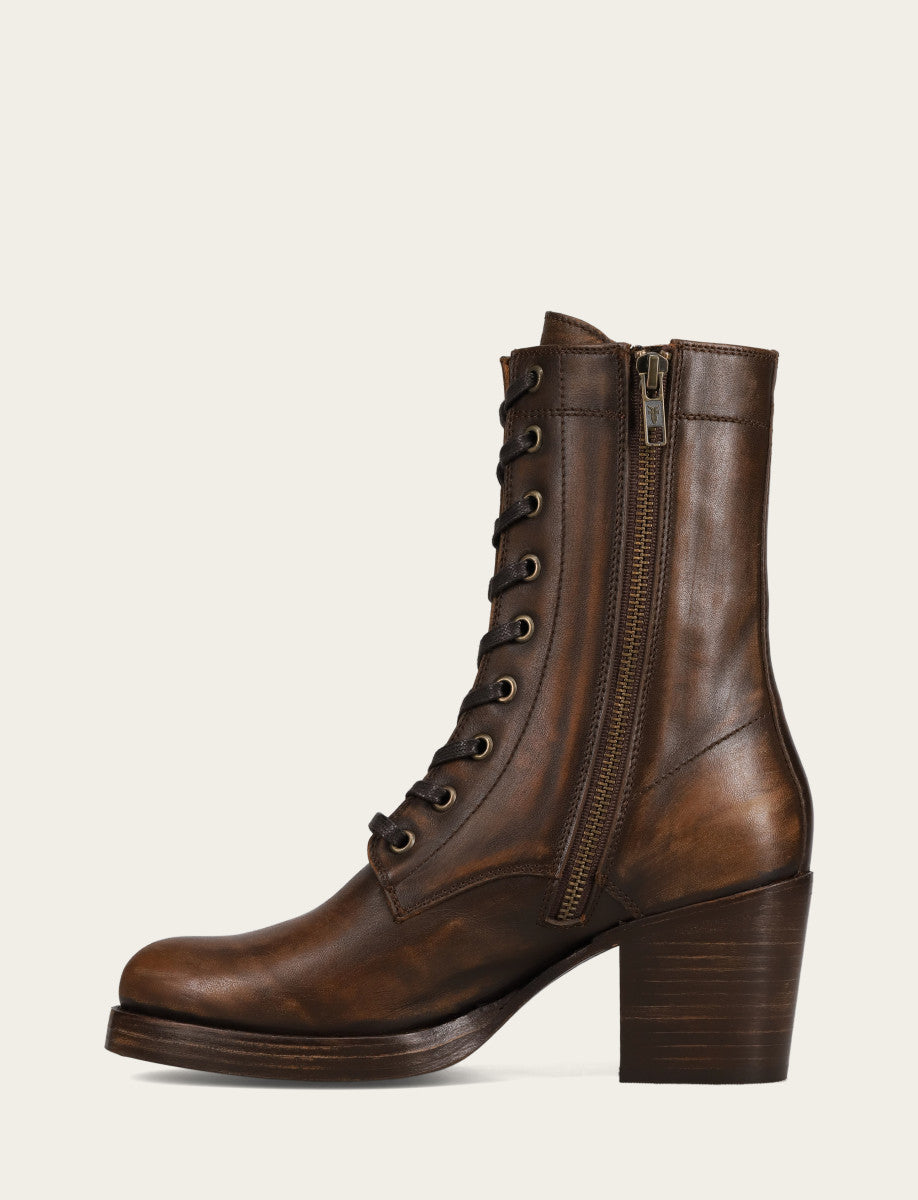 Women's Distressed Dk Brown Jean Lace Up Boot Distressed Dark Brown - Frye