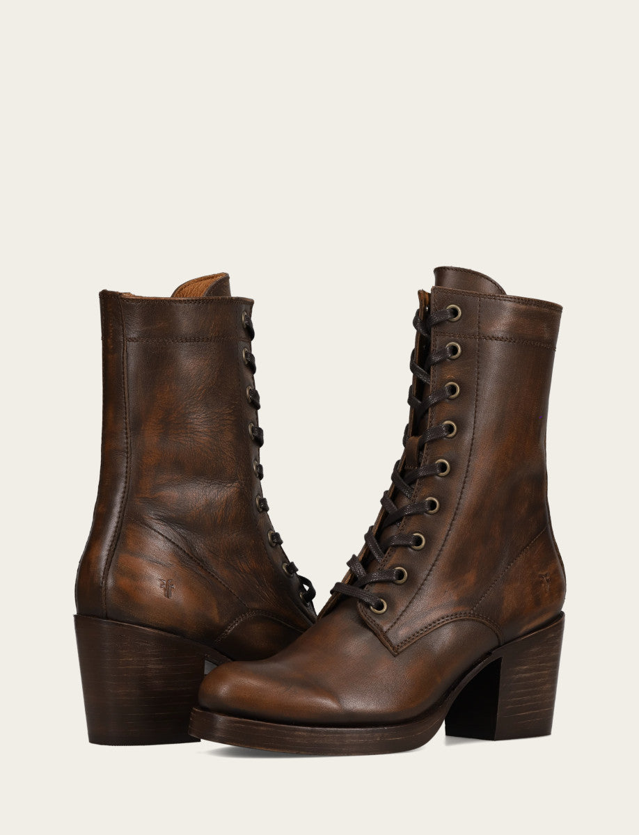 Women's Distressed Dk Brown Jean Lace Up Boot Distressed Dark Brown - Frye