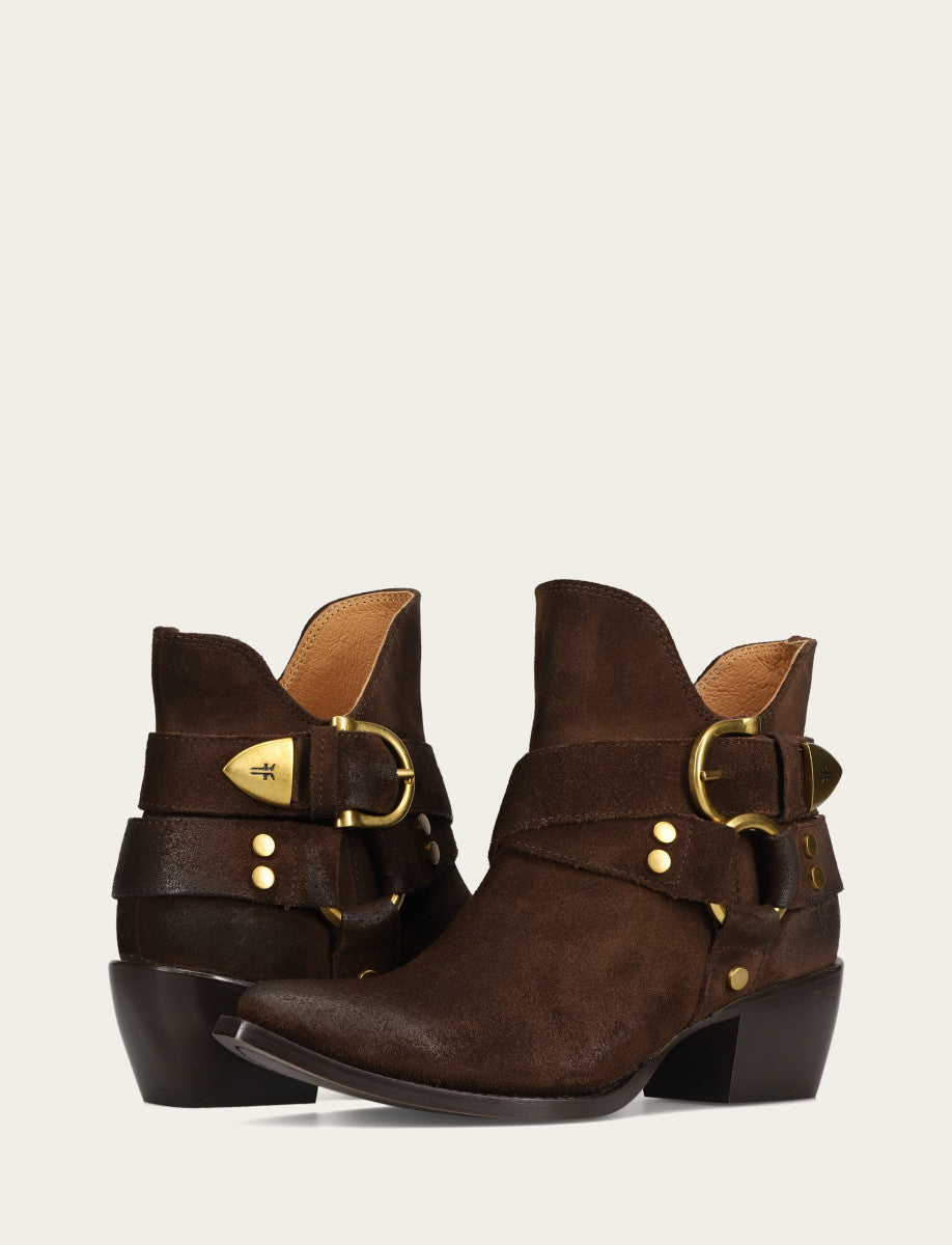 Women's Chocolate Sacha Multi Strap Booties Chocolate - Frye