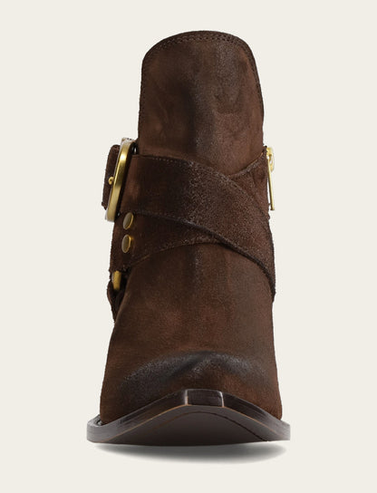 Women's Chocolate Sacha Multi Strap Booties Chocolate - Frye