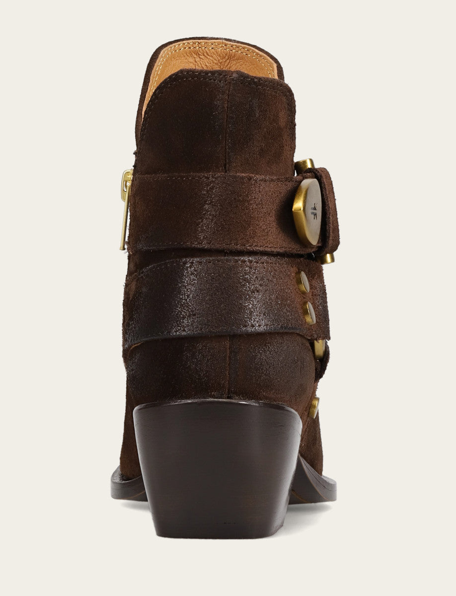 Women's Chocolate Sacha Multi Strap Booties Chocolate - Frye