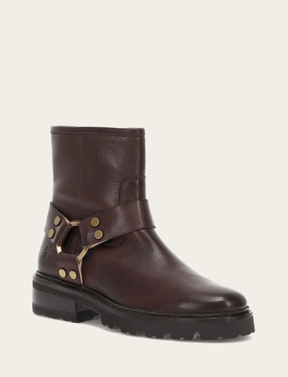 Women's Chocolate Olivia Harness Short Booties Chocolate - Frye