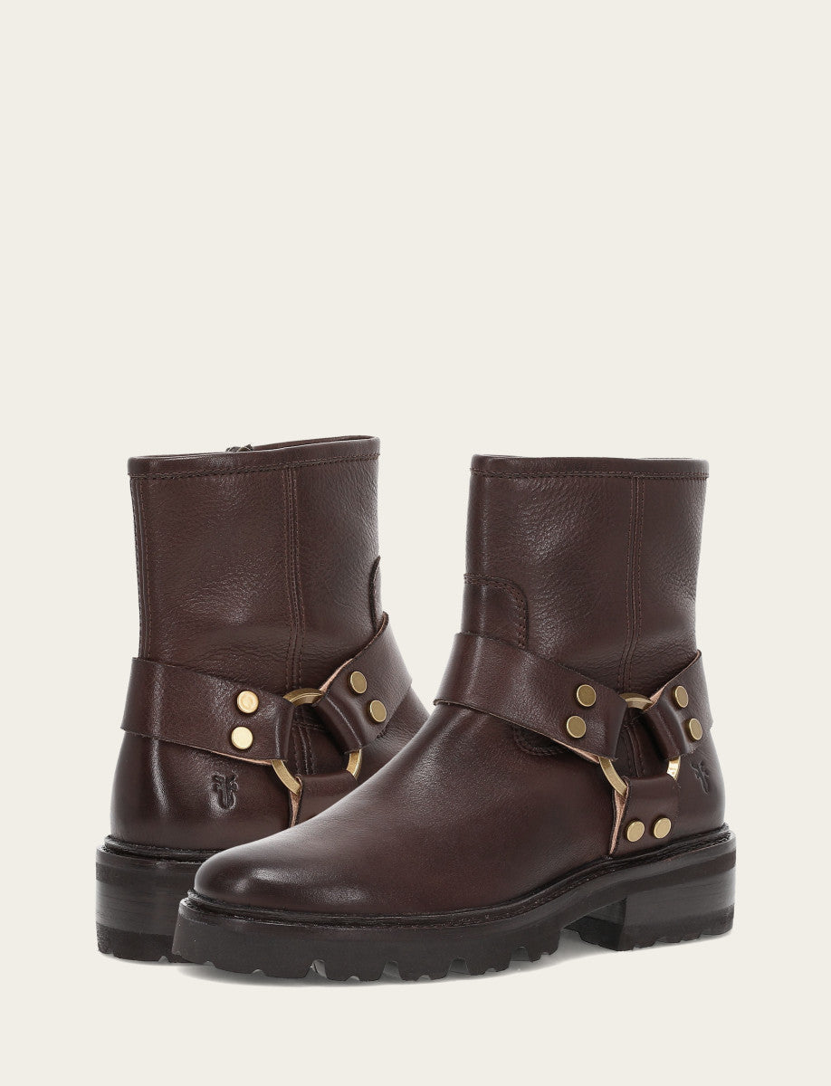 Women's Chocolate Olivia Harness Short Booties Chocolate - Frye