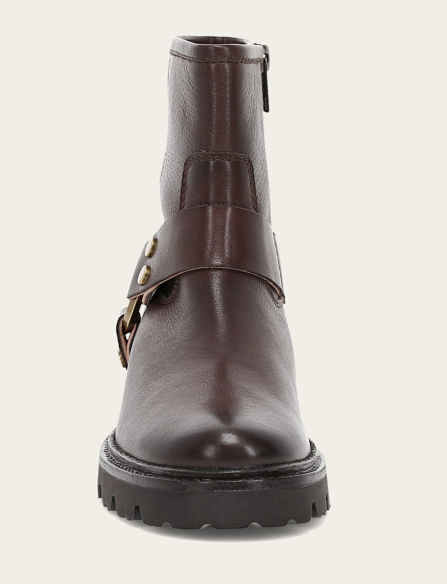 Women's Chocolate Olivia Harness Short Booties Chocolate - Frye