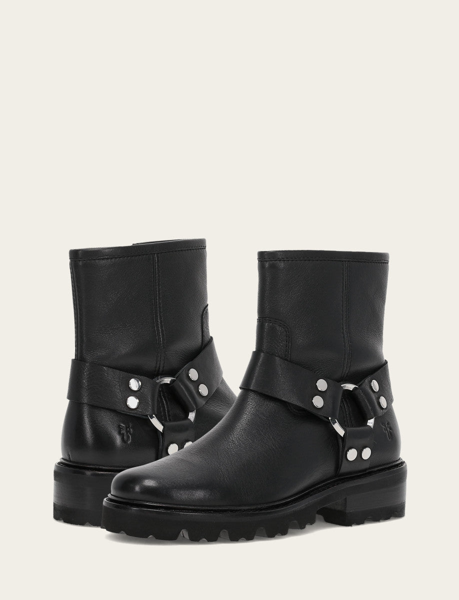 Women's Black Olivia Harness Short Booties Black - Frye