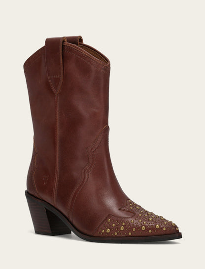 Women's Saddle Sara Wingtip Stud Western Boots Saddle - Frye