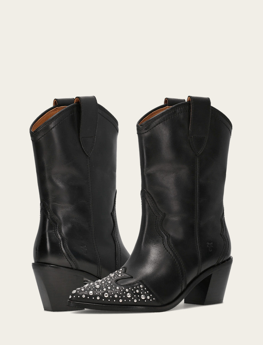 Women's Black Sara Wingtip Stud Boot Black - Frye