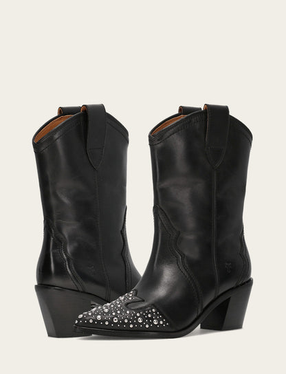 Women's Black Sara Wingtip Stud Boot Black - Frye