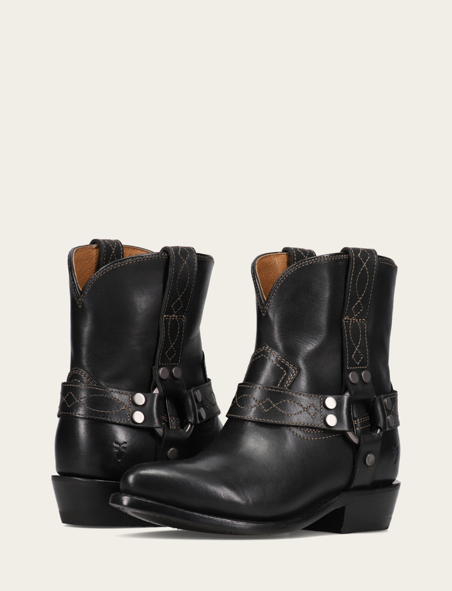 Women's Black Billy Short Harness Booties Black - Frye