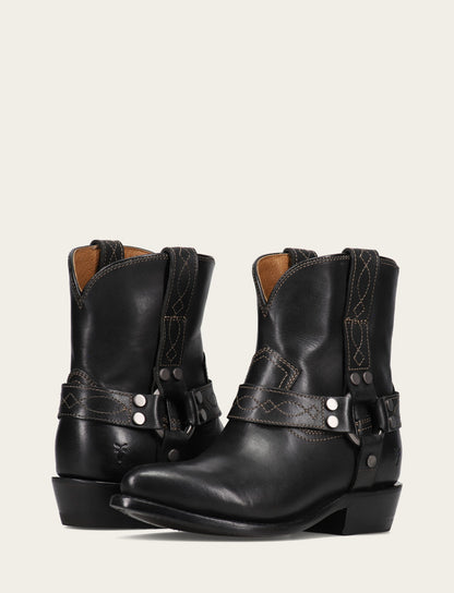Women's Black Billy Short Harness Booties Black - Frye