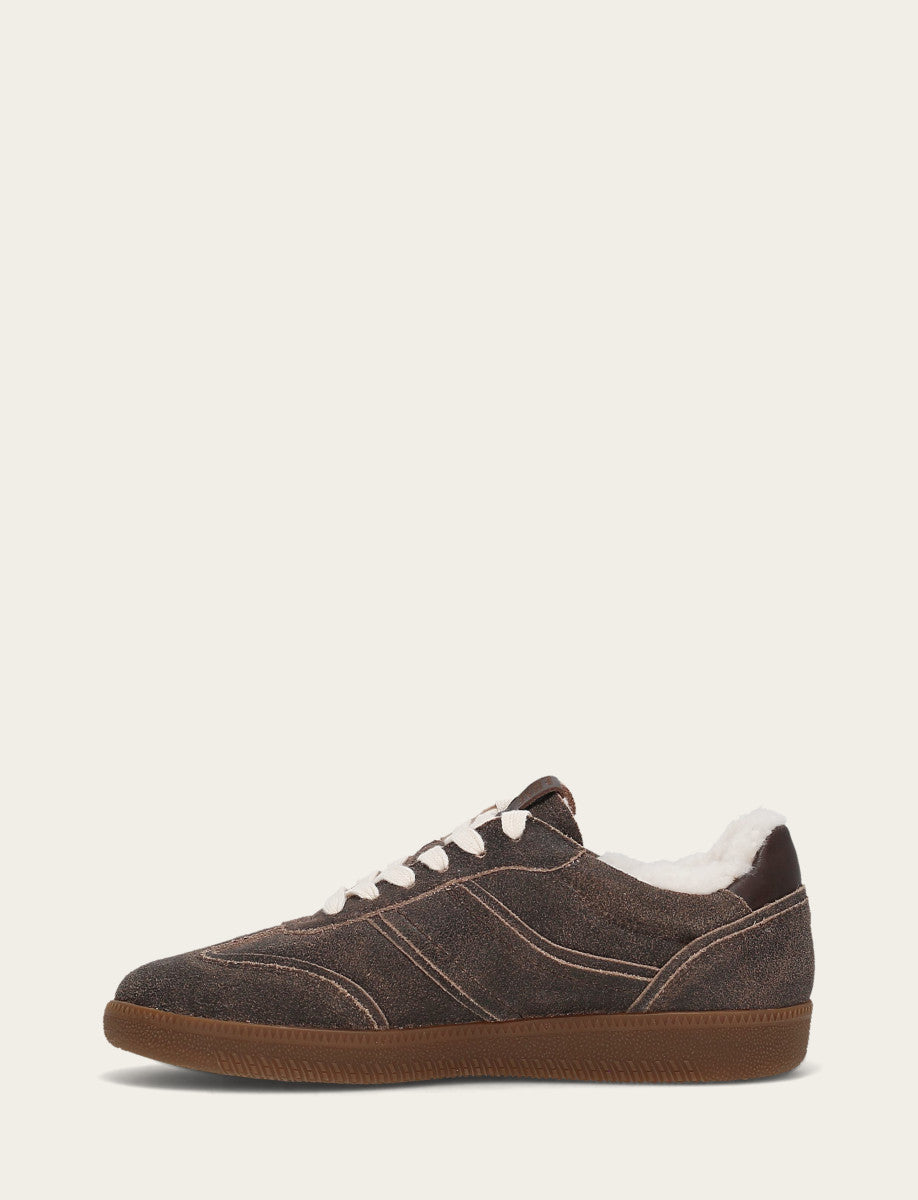 Women's Dark Truffle Milly Low Lace Shearling Sneaker Dark Truffle - Frye