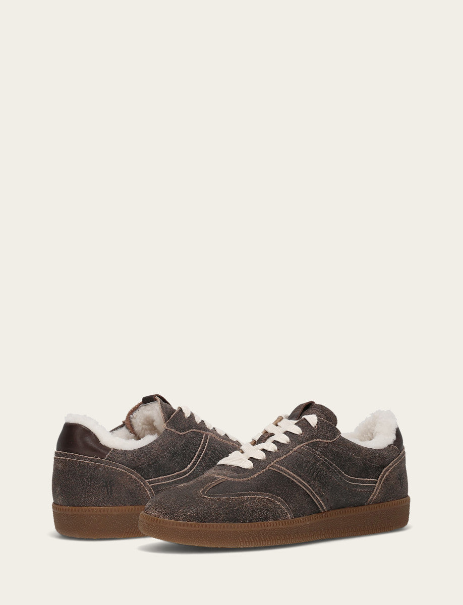 Women's Dark Truffle Milly Low Lace Shearling Sneaker Dark Truffle - Frye