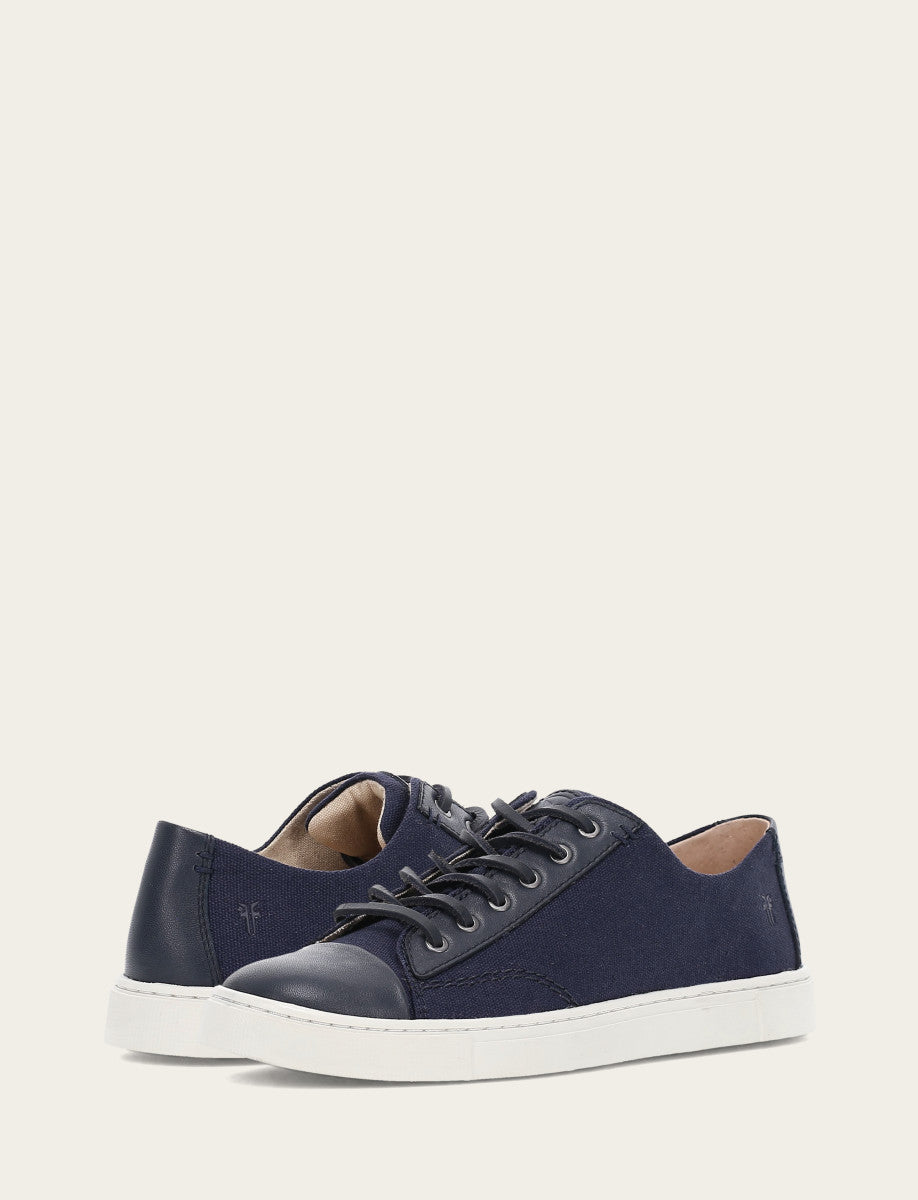 Women's Navy Ivy Canvas Low Lace Sneakers Navy - Frye