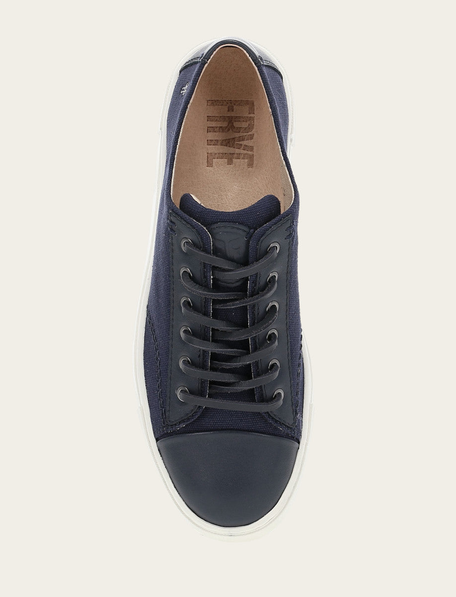 Women's Navy Ivy Canvas Low Lace Sneakers Navy - Frye