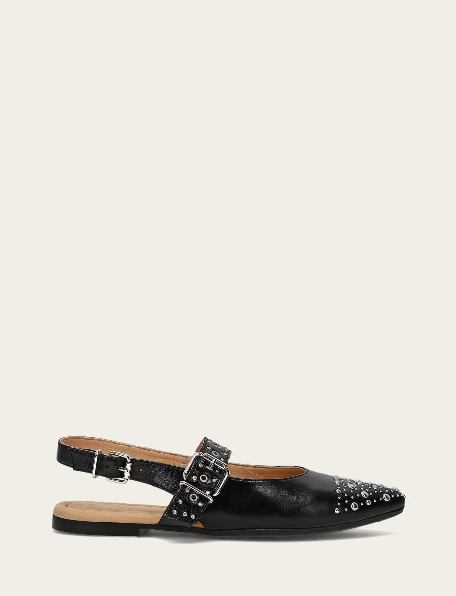 Women's Black Heather Slingback Studded Shoe Black - Frye