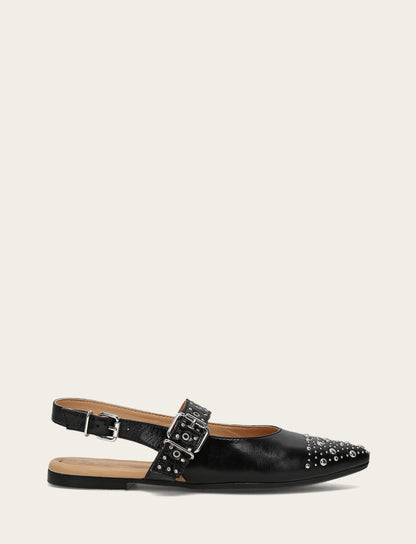 Women's Black Heather Slingback Studded Shoe Black - Frye