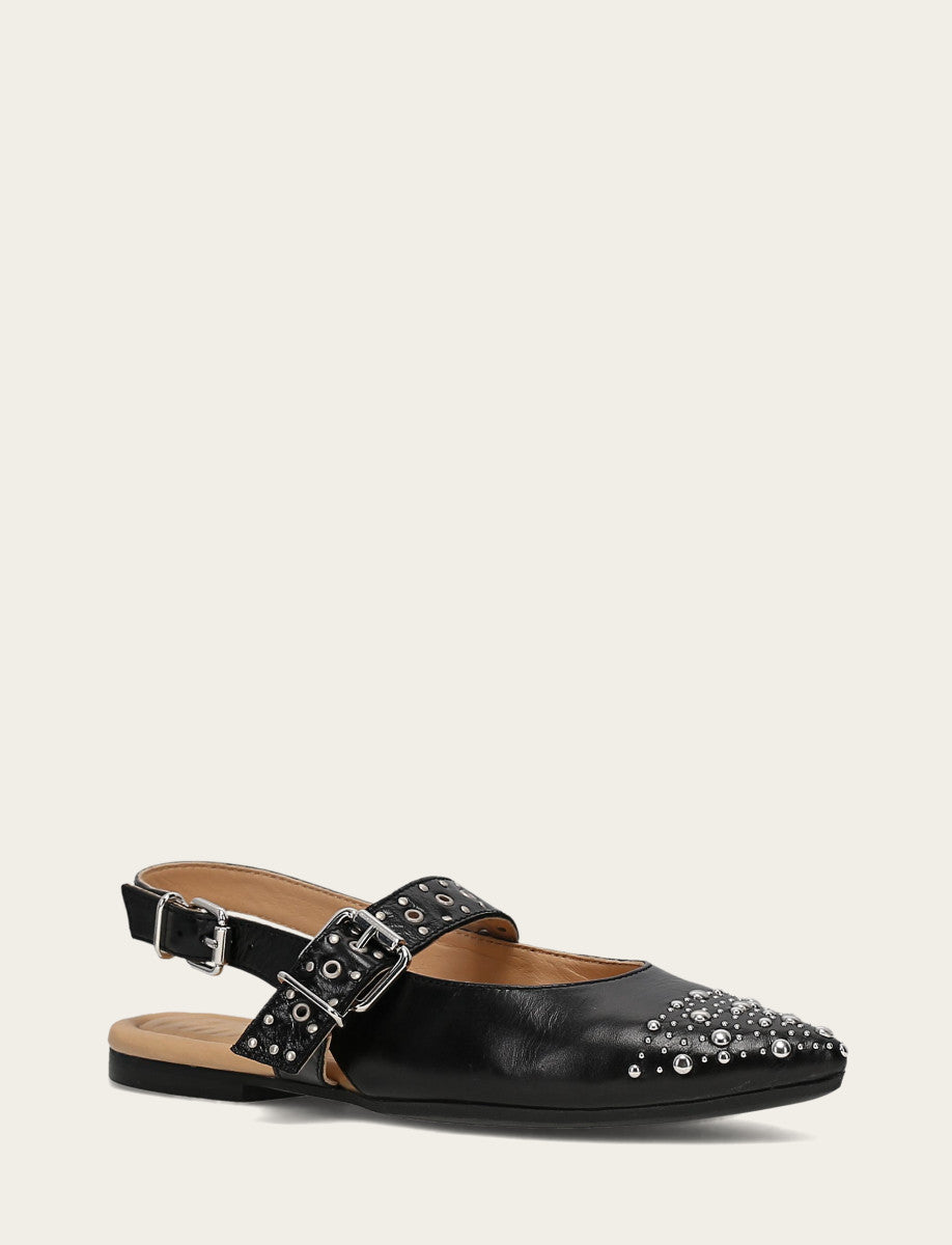 Women's Black Heather Slingback Studded Shoe Black - Frye