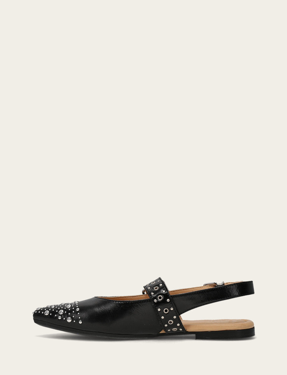 Women's Black Heather Slingback Studded Shoe Black - Frye