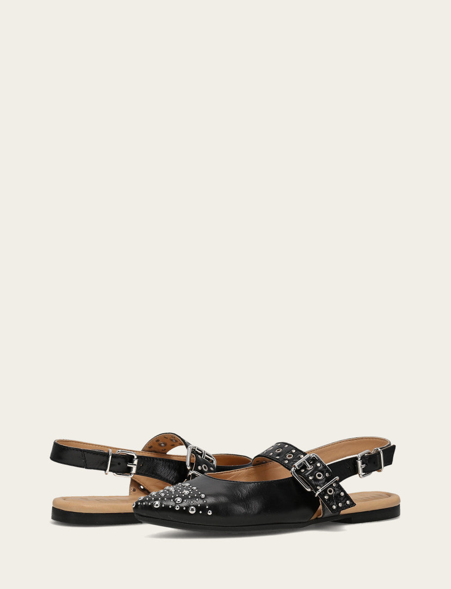 Women's Black Heather Slingback Studded Shoe Black - Frye