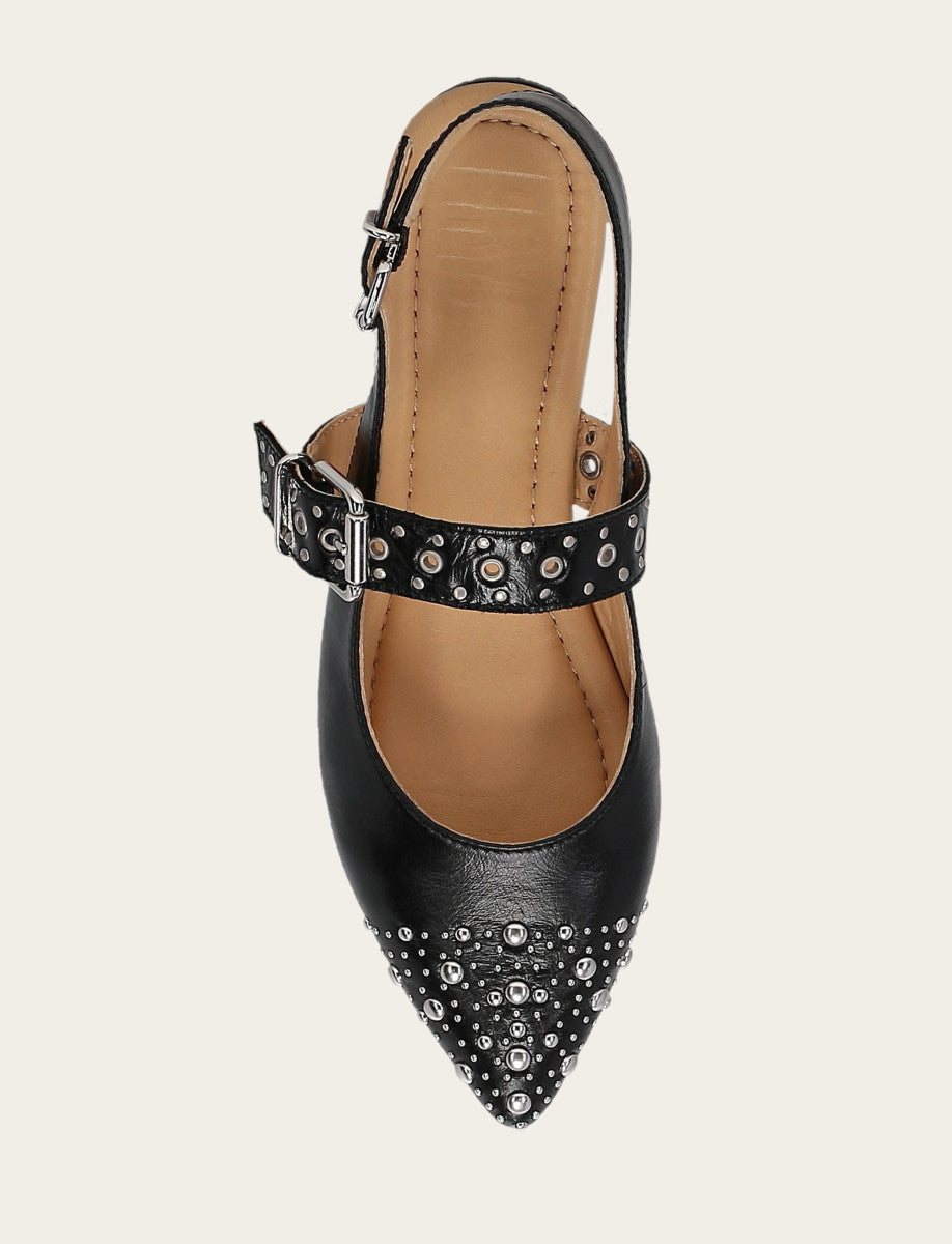 Women's Black Heather Slingback Studded Shoe Black - Frye